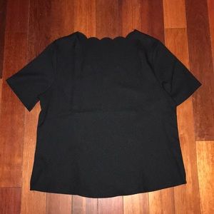 Scalloped v-neck blouse